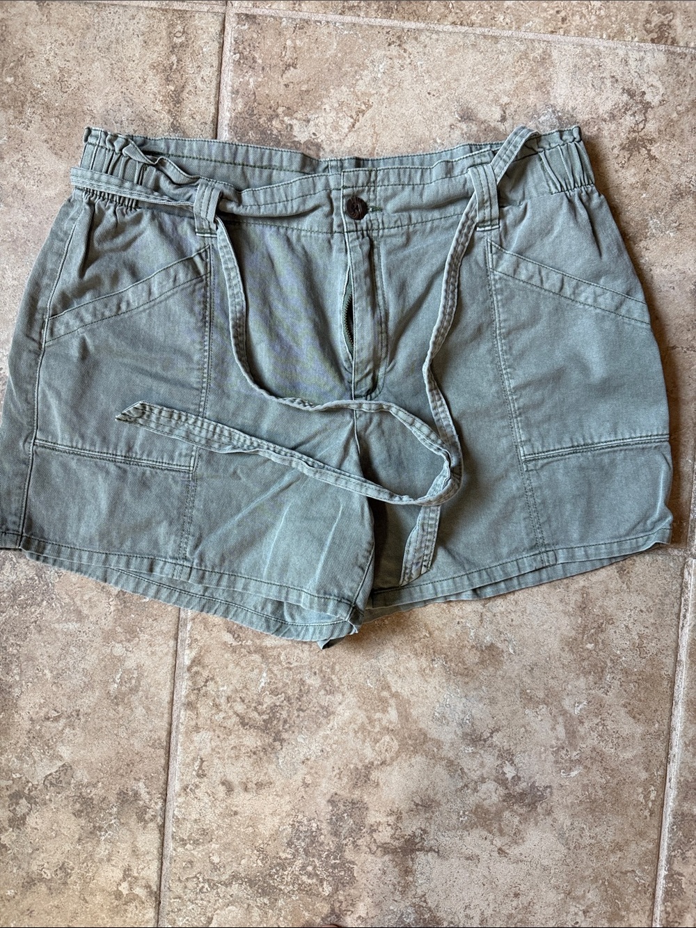 Old Navy Sage Green Cargo Shorts with Self-Tie Belt